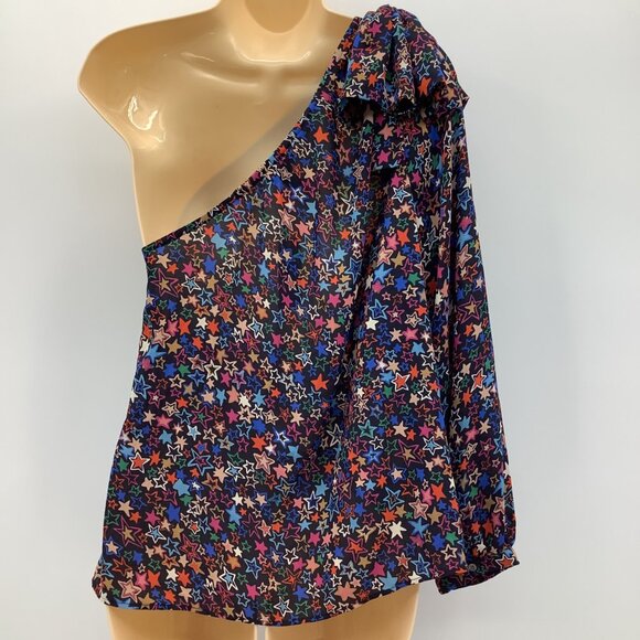 J. Crew Jacuzzi One-Shoulder Bow Star Print Top Black Size 10 NEW - Picture 4 of 8